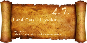Lukácsi Tivadar névjegykártya